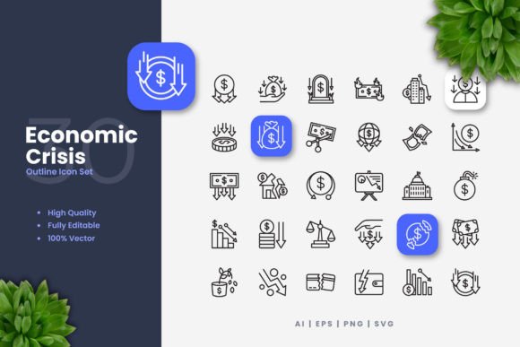 Economic Crisis Icons Graphics