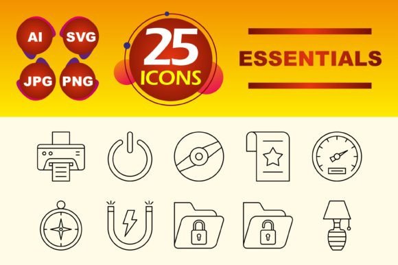 Essentials Icon Graphics for Crafting and Business